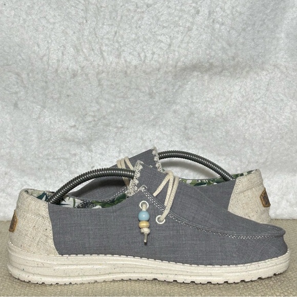 Hey Dude Womens Grey Wendy Fringe Indigo Slip On Casual Shoes SZ US 8 - Picture 6 of 11